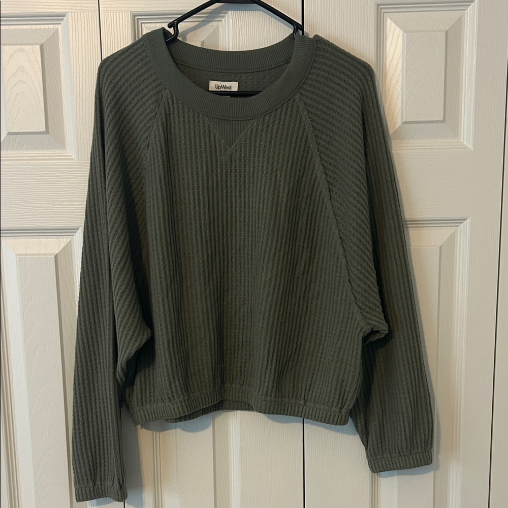 Upwest Green Cropped Waffle Shirt - Medium